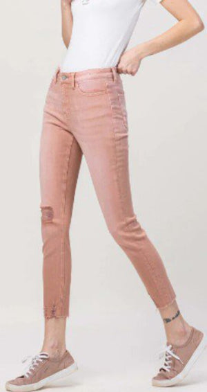Dusty Rose High Rise Skinny Jeans
