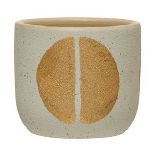 Stoneware Pot with Gold Accent