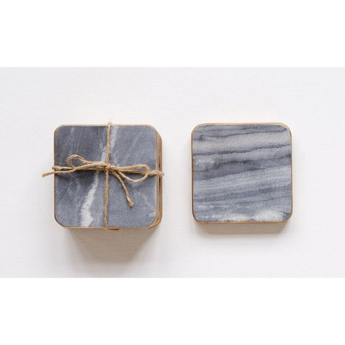 Set of 4 Marble and Gold Coasters