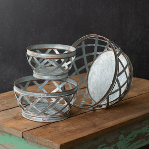Galvanized Metal Woven Basket