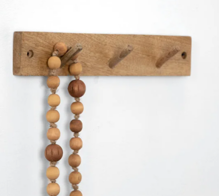 Mango Wood 3 Peg Wall Rack