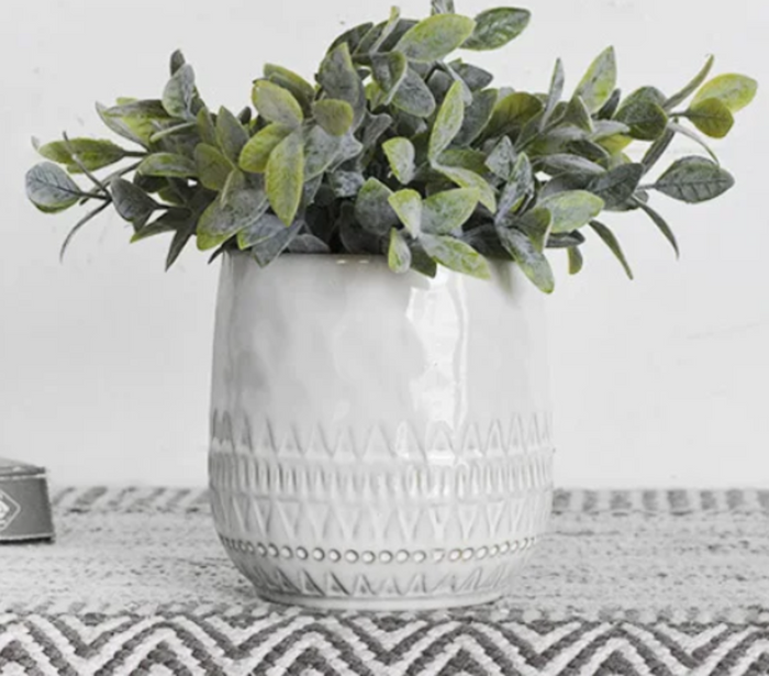 White Boho Ceramic Planter