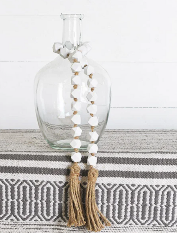 White Geometric Bead Strand