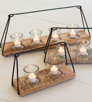 Wood & Metal Candle Holder