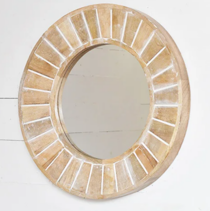 Round Mango Wood Mirror