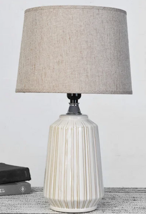 White Fine Lines Table Lamp