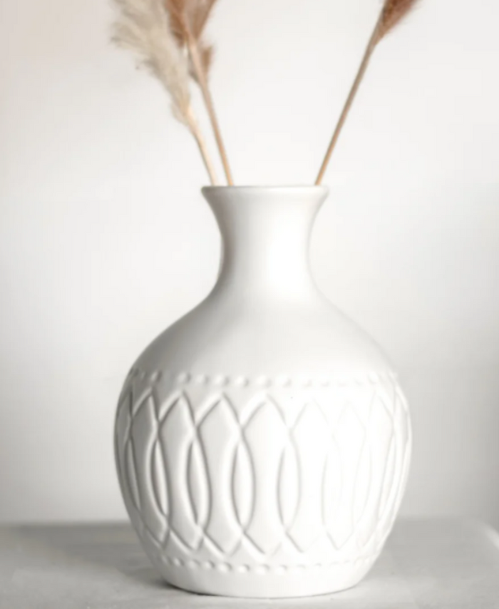 Matte White Boho Vase