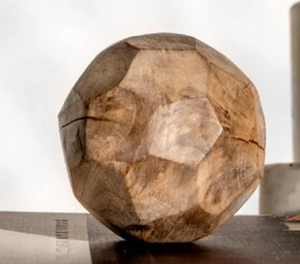 Geometric Carved Wood Ball