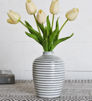 White Striped Bud Vase