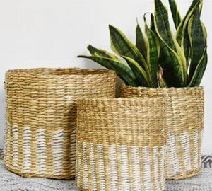 Natural/White Seagrass Basket