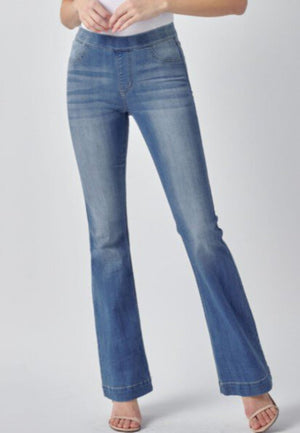 CELLO Light Wash Pull On Flare Jeans