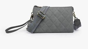 Grey/Blue Quilted Crossbody Bag