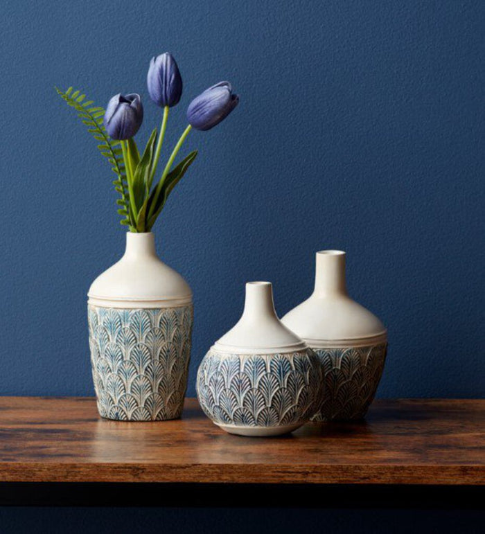 Resin Blue Geometric Vase