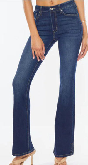 KanCan Dark Wash High Rise Slit Bootcut Jeans