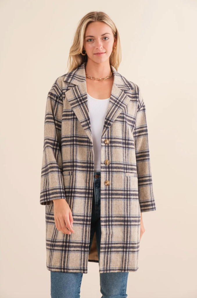Plaid Button Down Coat