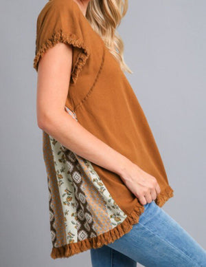 Linen-Like Front with Print Back