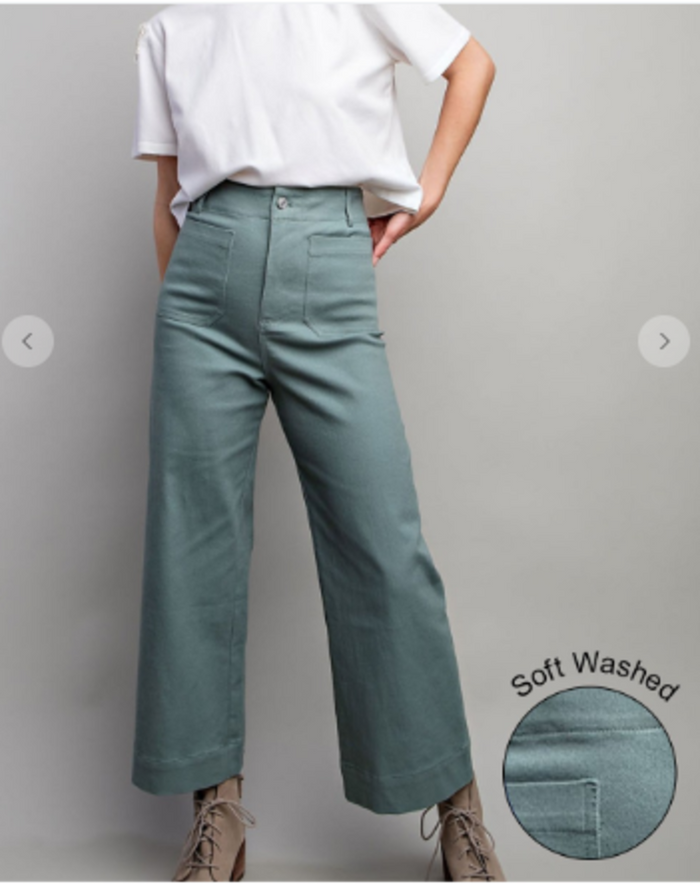 Soft Wash Wide Leg Pant Sage