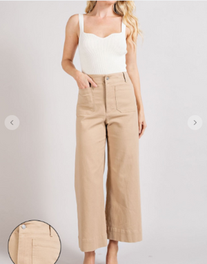 Soft Wash Wide Leg Pant Taupe