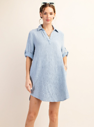 Soft Blue Gauze Dress