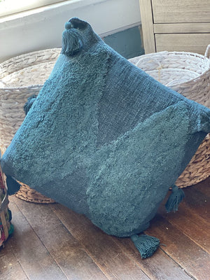 Teal Tassel Pillow