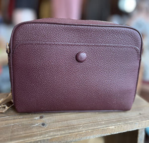 Burgundy Leather Camera Crossbody Bag