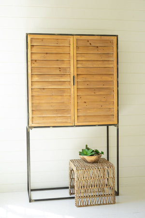 Wood and Metal Storage Cabinet