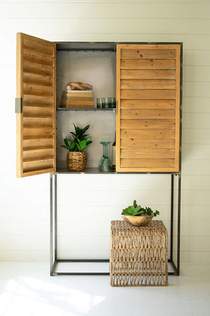 Wood and Metal Storage Cabinet