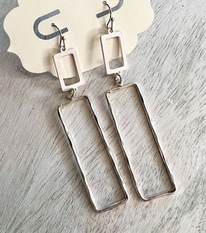 Silver Rectangle Earrings