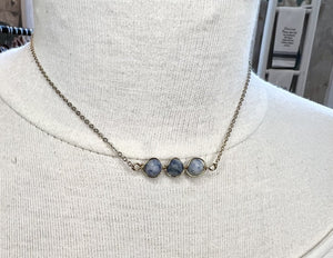 Three Lapis Stone Bead Necklace