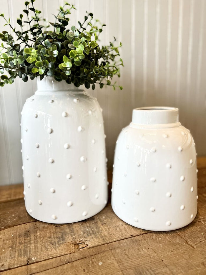 White Ceramic Hobnail Vase