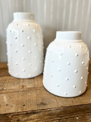 White Ceramic Hobnail Vase