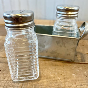 Glass S&P Shakers with Tin Holder