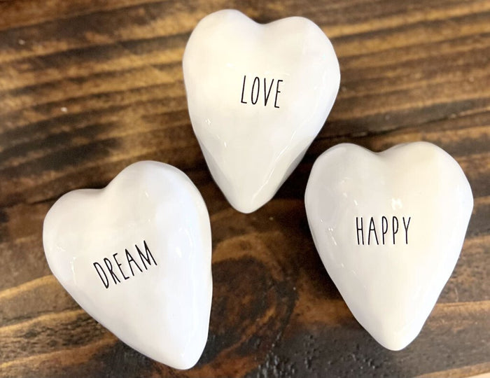 White Ceramic Worded Heart