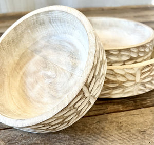 Carved Whitewash Bowl