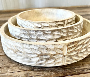 Carved Whitewash Bowl