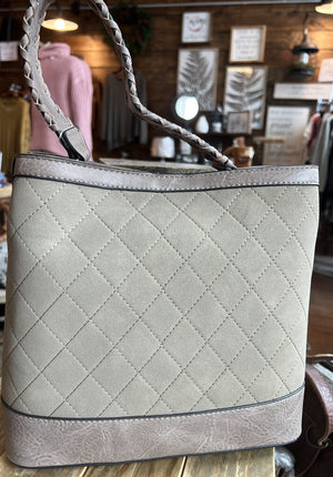 Grey Taupe Quilted Satchel