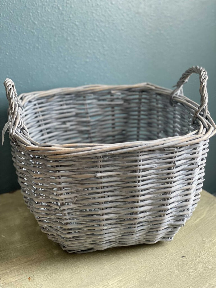 White Wicker Square Basket
